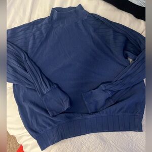 Free People Beach Long Sleeve Mock Neck Sweater Blue Size Large